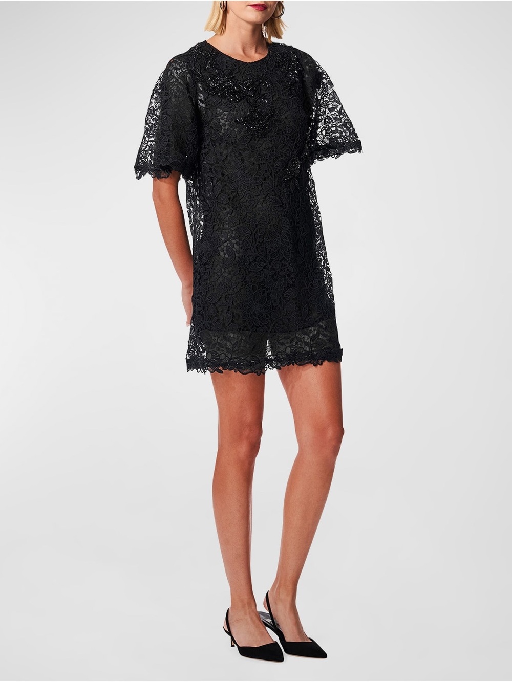 Carolina Herrera New Beaded Embrllished Flutter Sleeve Lace Dress Size 8 $3,490